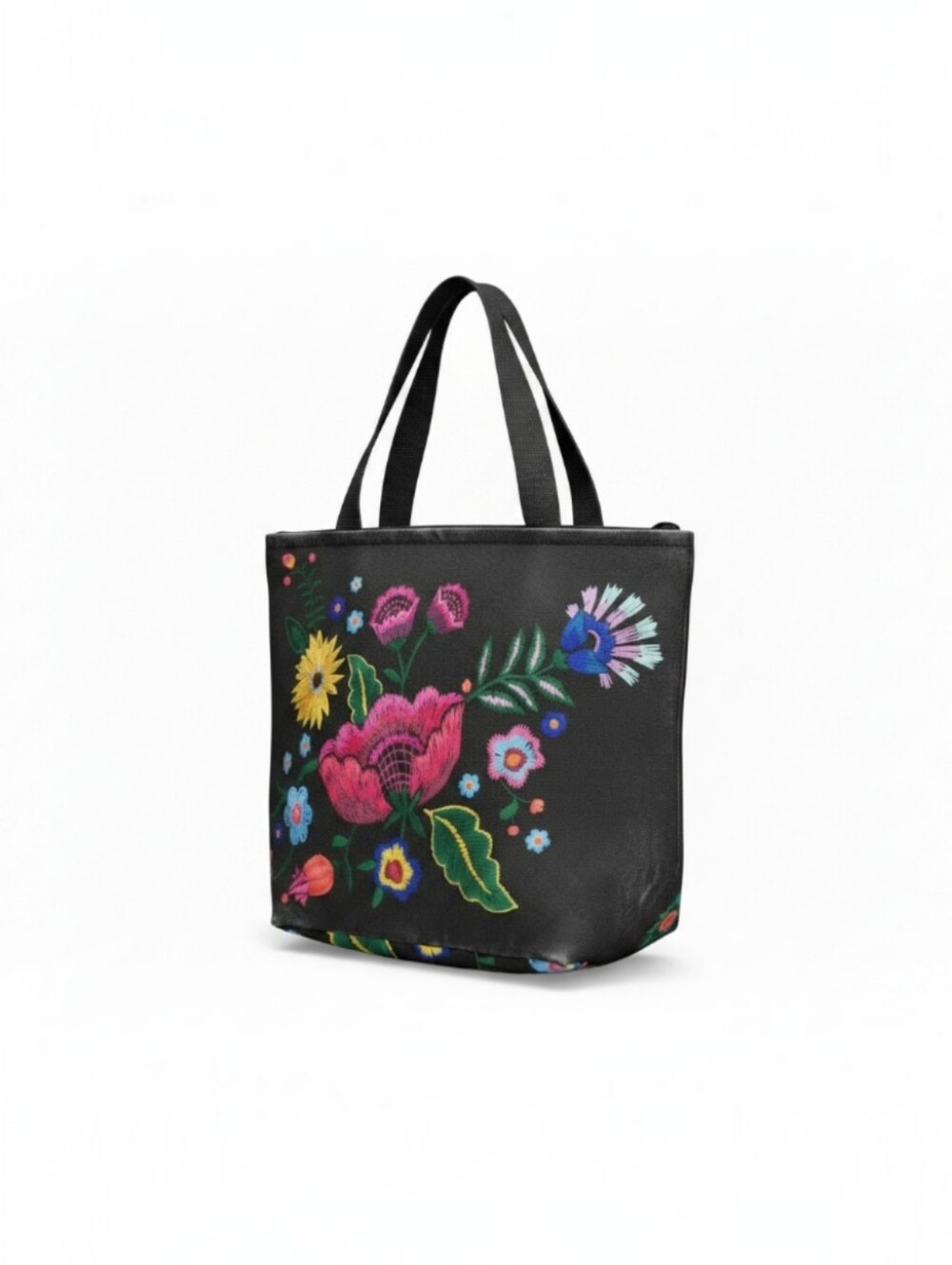 Black Floral Printed Tote Bag- Waterproof